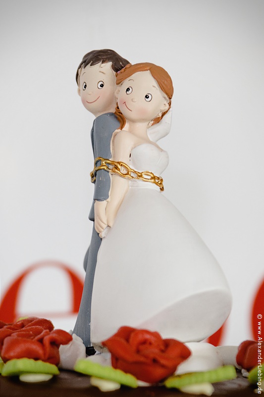Hochzeit - Hochzeitsfeier Hochzeitsfotograf Standesamt Greifswald - Figuren auf Hochzeitstorte