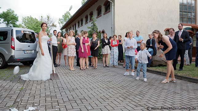Hochzeitsfotograf Standesamt Barleben / Robinien-Hof Gommern - Kinder werfen Teller